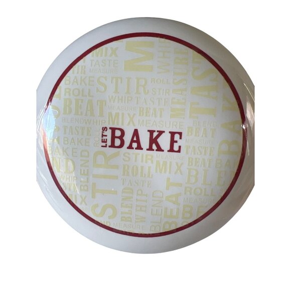 Retro Ceramic Kitchen Canister Hinged Lid Gasket Baking Pattern White Yellow Red - Picture 3 of 10